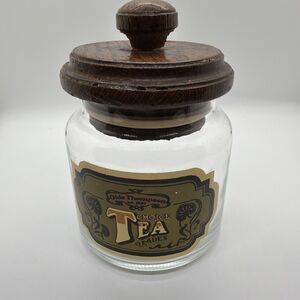 Vintage Olde Thompson Glass Tea Jar Canister With Lid